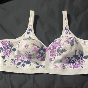 Cacique Gray and Purple Floral Bra